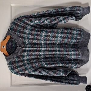Vintage LeRoy Knitwear Wool Blend Zip Sweater Chunky Grandpa Cardigan Unisex